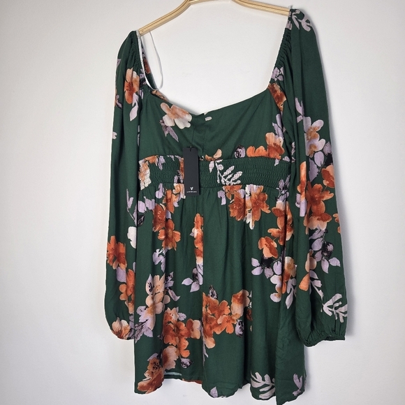 Lulus Cutie Moment Green Floral Print Long Sleeve Mini Dress - Picture 8 of 10